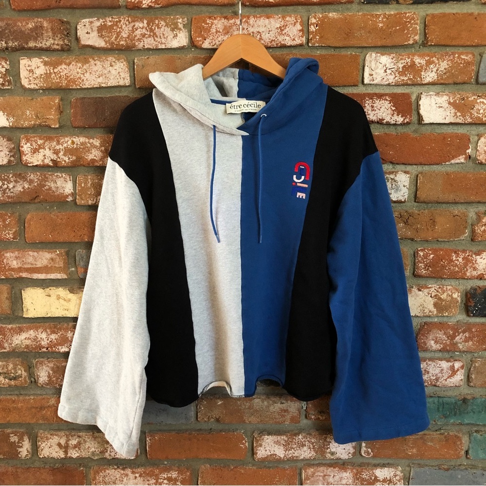 Etre Cecile Colorblock Embroidered Bell Sleeve Hoodie